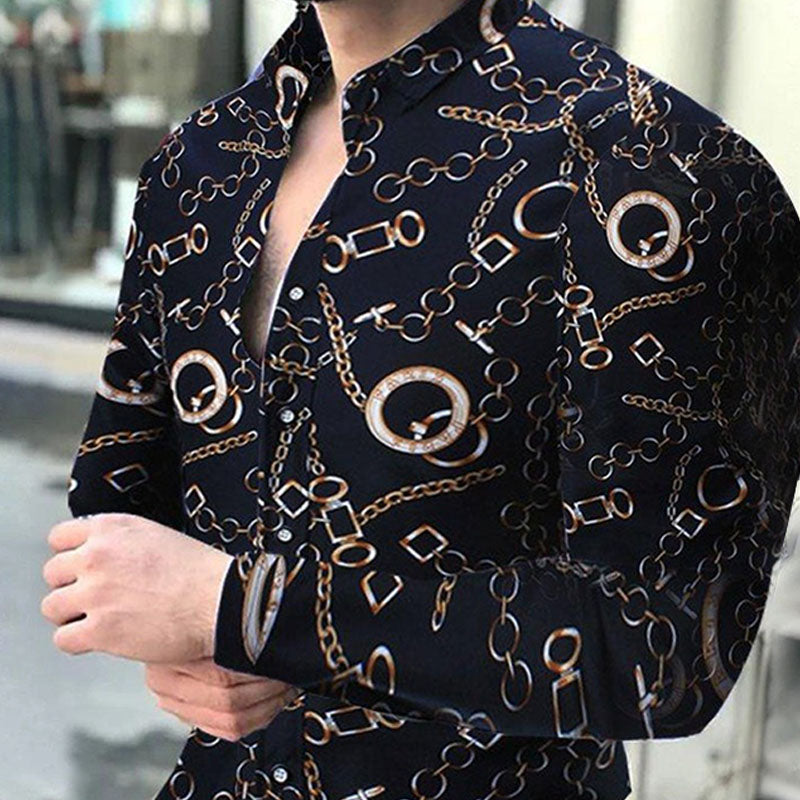 Casual Long-sleeved Printed Shirt