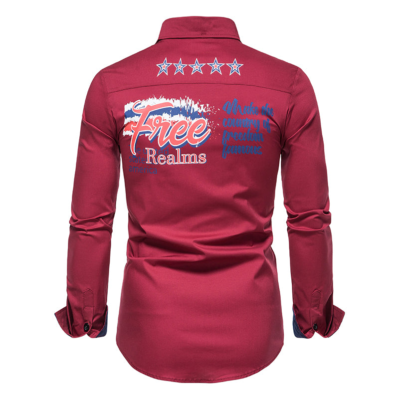 Casual Solid Color Printed Shirt