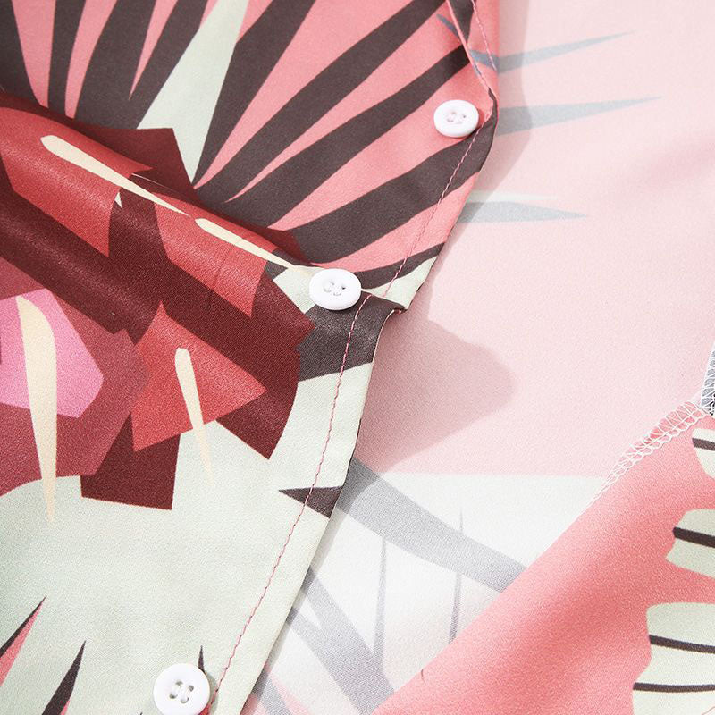 Casual Solid Color Printing Two-piece Suit