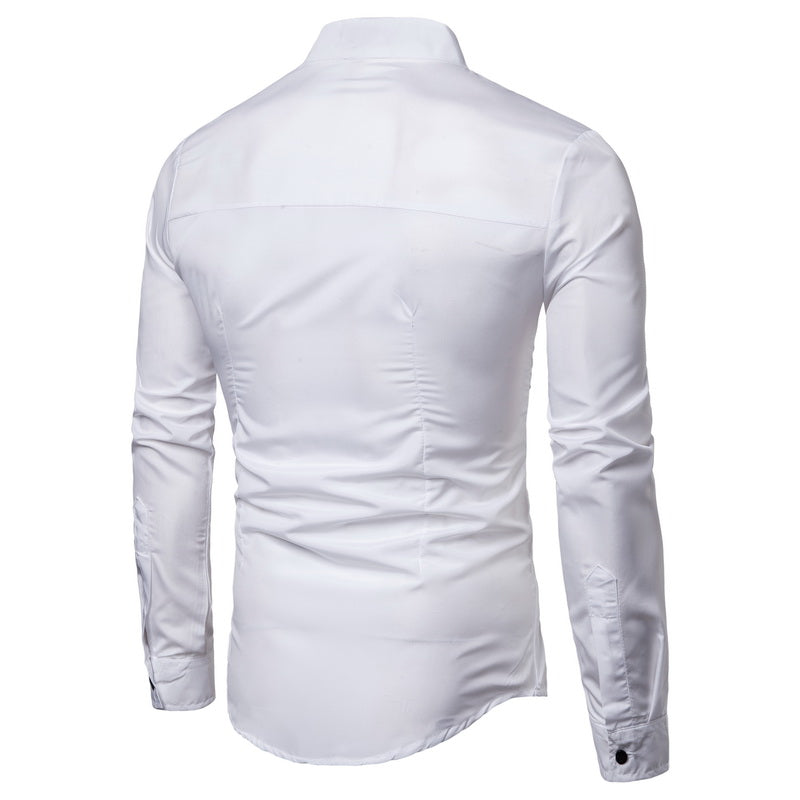 Long-sleeved Shirt With Lapel Print