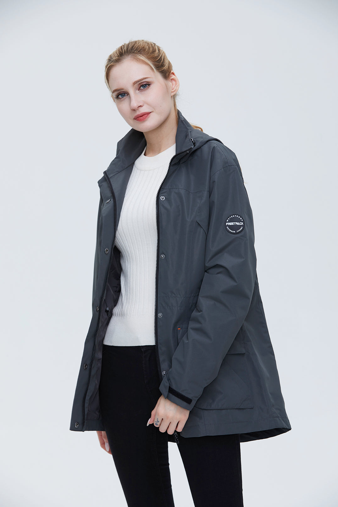 Freetrack Women's Waterproof Cycling Rain Hooded Jacket Running/Hiking/Golf Windbreaker Jacket