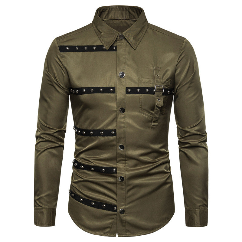 Long-sleeved Shirt With Lapel Print
