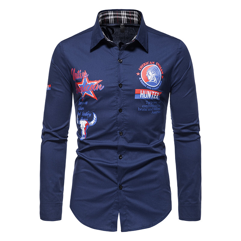 Casual Solid Color Printed Shirt