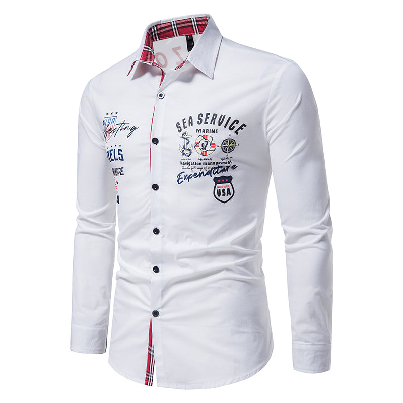 Casual Solid Color Printed Shirt