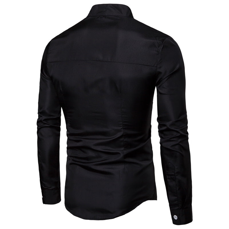 Long-sleeved Shirt With Lapel Print
