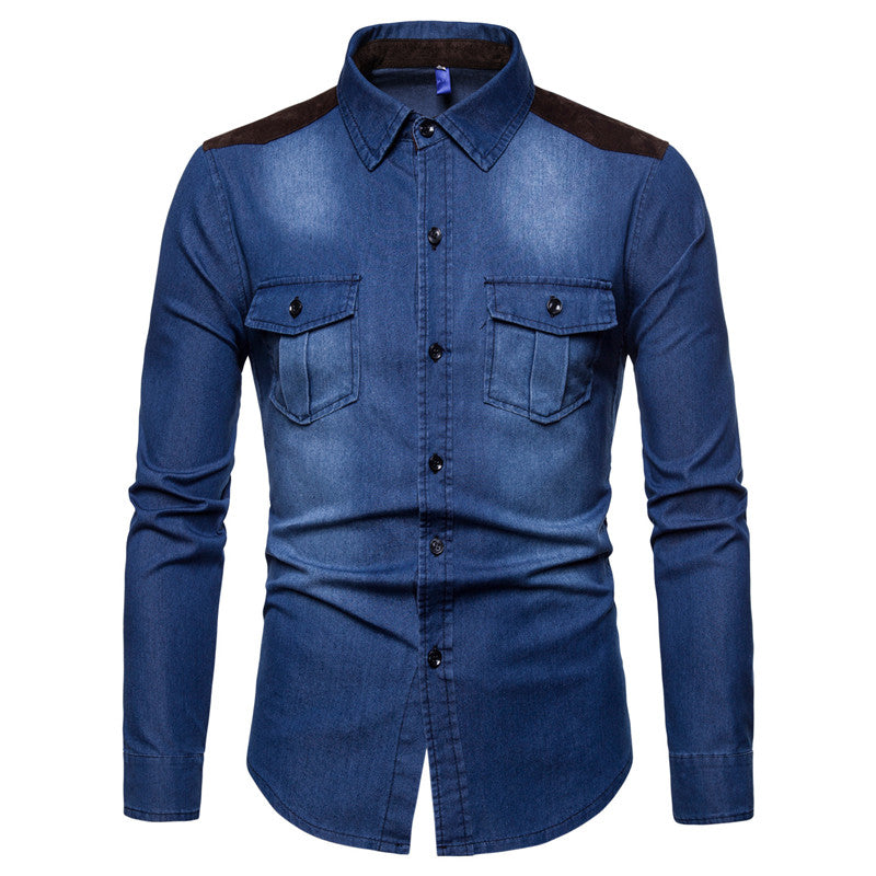 Long-sleeved Shirt With Lapel Print