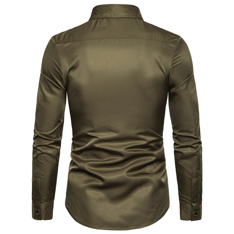 Long-sleeved Shirt With Lapel Print