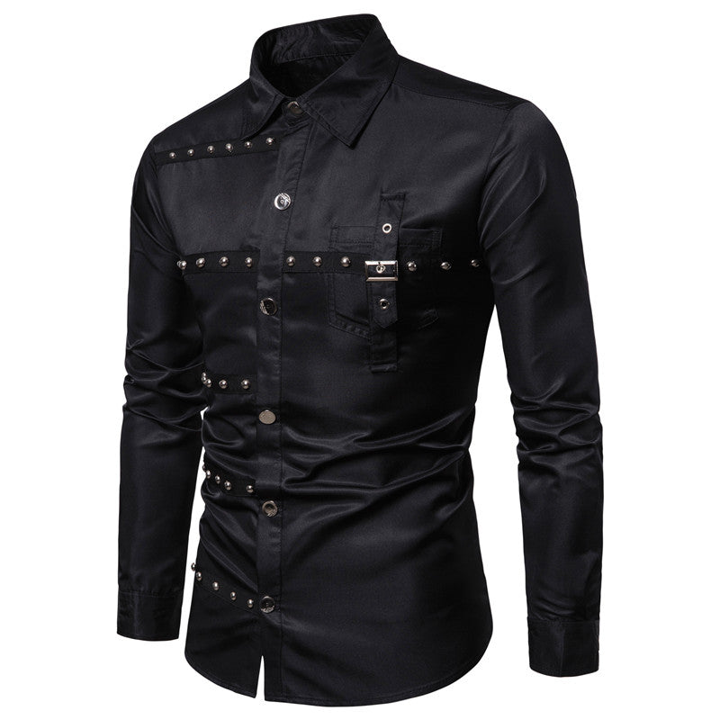 Long-sleeved Shirt With Lapel Print
