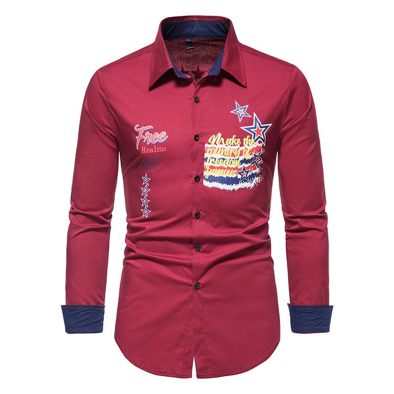 Casual Solid Color Printed Shirt