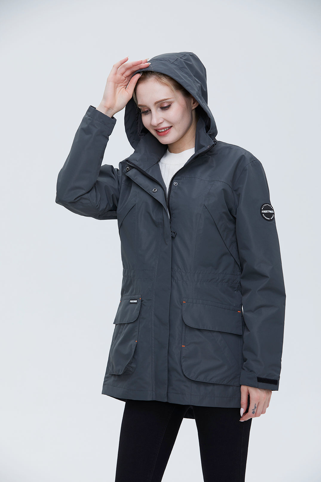 Freetrack Women's Waterproof Cycling Rain Hooded Jacket Running/Hiking/Golf Windbreaker Jacket