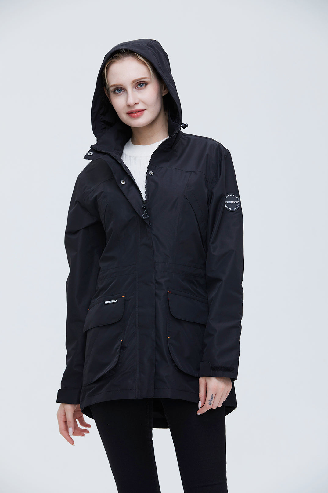 Freetrack Women's Waterproof Cycling Rain Hooded Jacket Running/Hiking/Golf Windbreaker Jacket