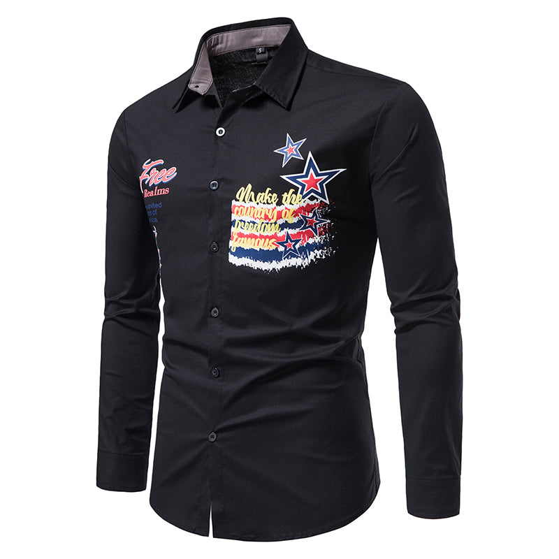 Casual Solid Color Printed Shirt