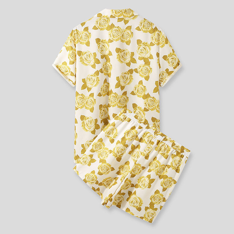 Casual Solid Color Printing Two-piece Suit