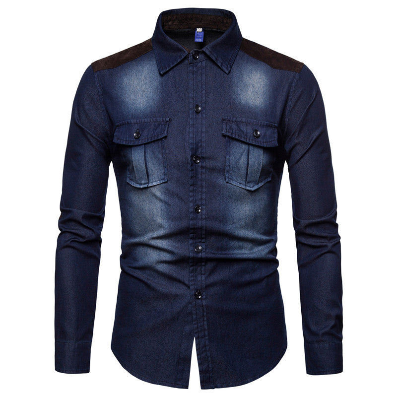 Long-sleeved Shirt With Lapel Print