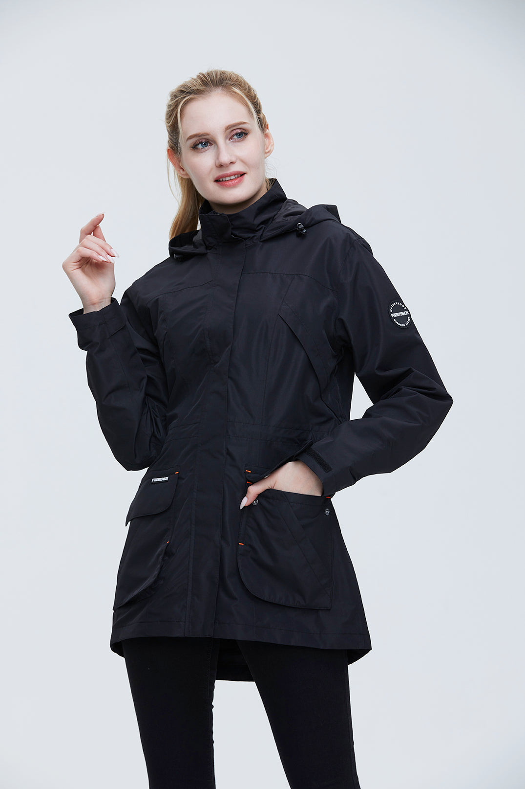 Freetrack Women's Waterproof Cycling Rain Hooded Jacket Running/Hiking/Golf Windbreaker Jacket
