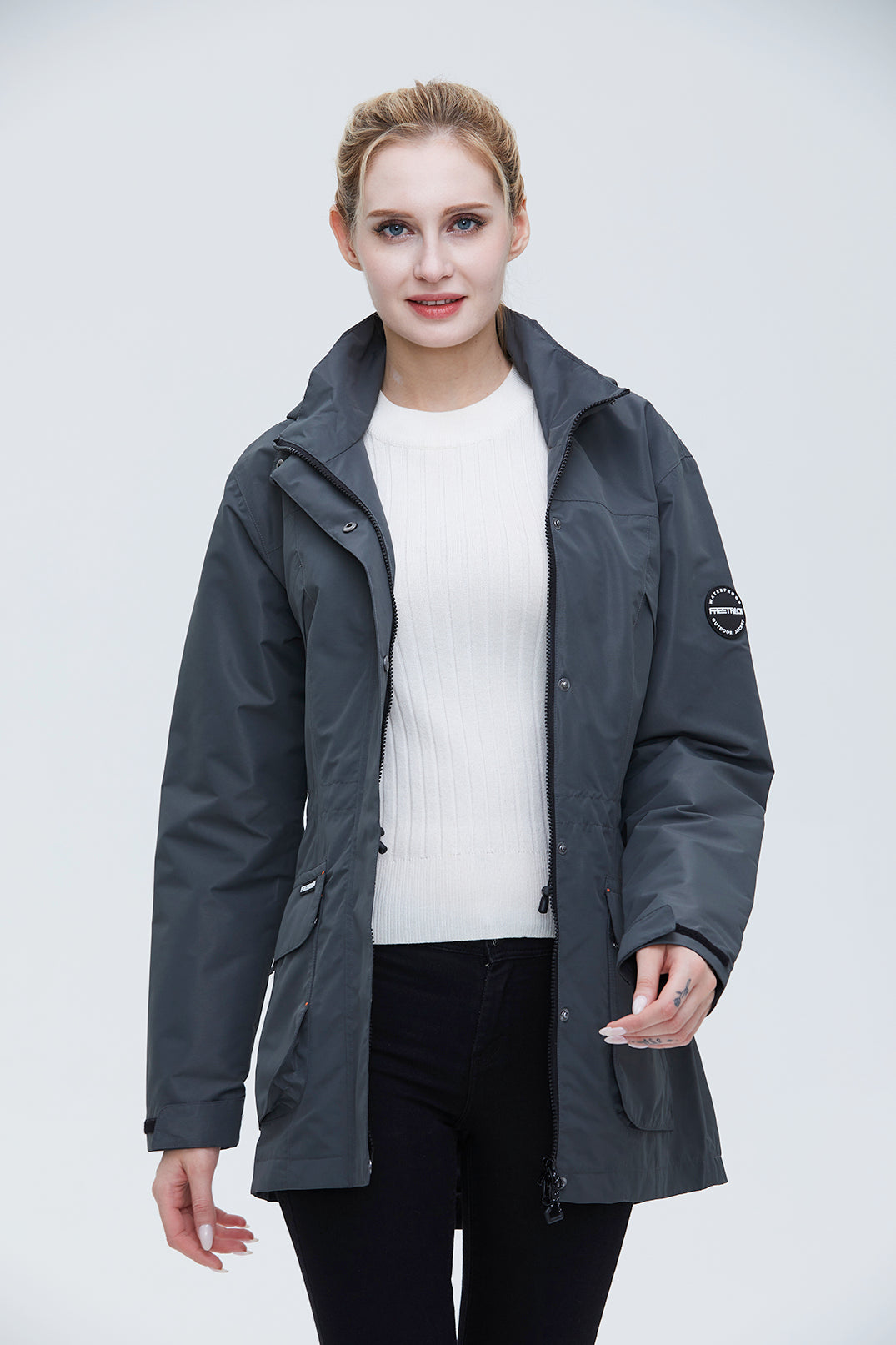 Freetrack Women's Waterproof Cycling Rain Hooded Jacket Running/Hiking/Golf Windbreaker Jacket