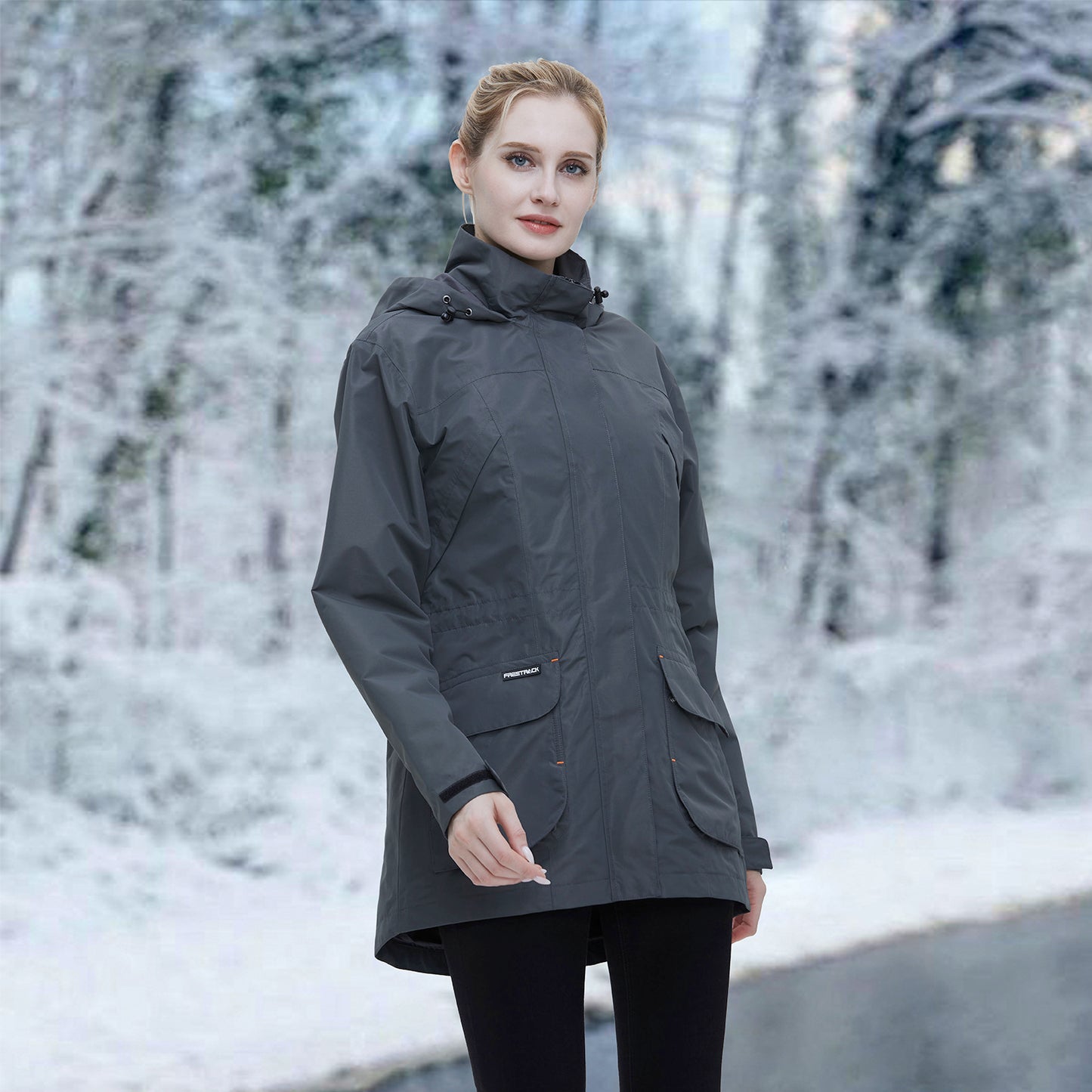 Freetrack Women's Waterproof Cycling Rain Hooded Jacket Running/Hiking/Golf Windbreaker Jacket
