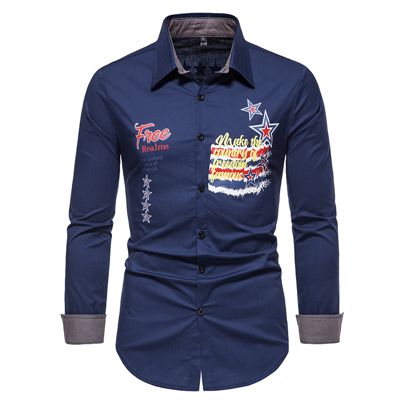 Casual Solid Color Printed Shirt