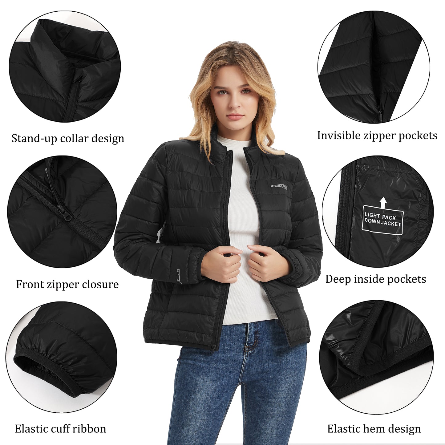 Freetrack Women's Lightweight Stand Collar Zip Up Quilted Sleeveless Puffer Jacket