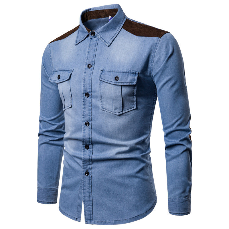 Long-sleeved Shirt With Lapel Print