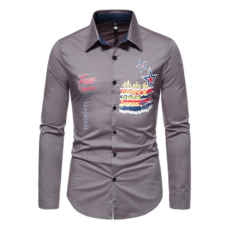 Casual Solid Color Printed Shirt