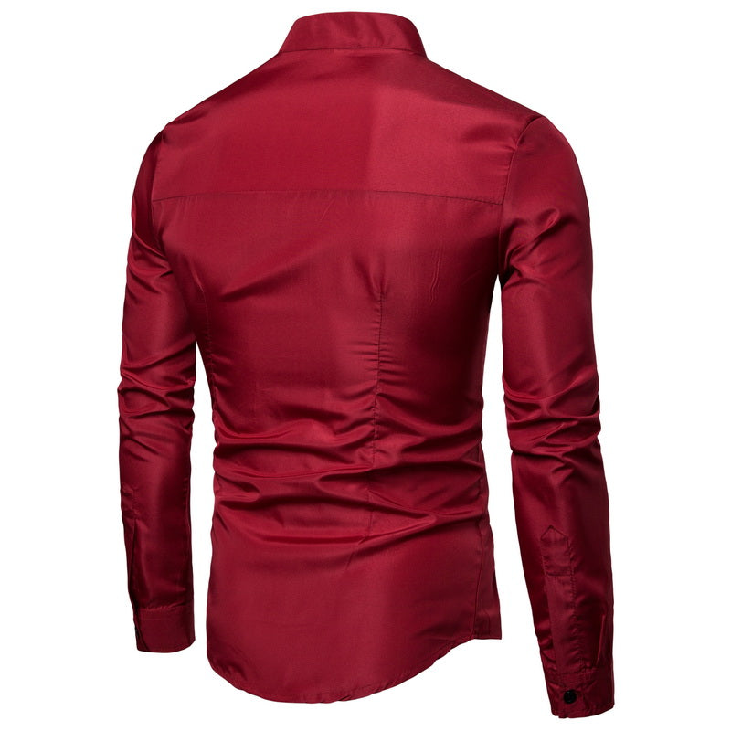 Long-sleeved Shirt With Lapel Print
