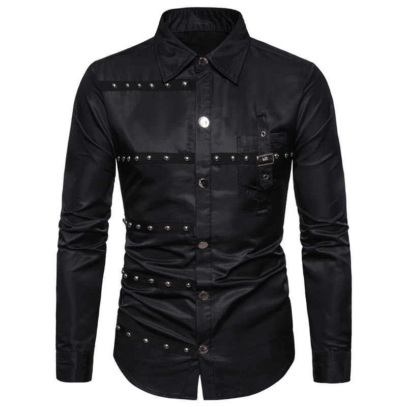 Long-sleeved Shirt With Lapel Print