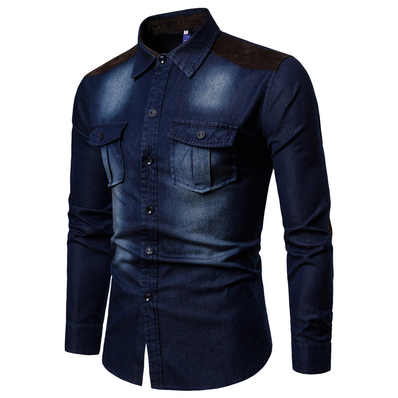 Long-sleeved Shirt With Lapel Print