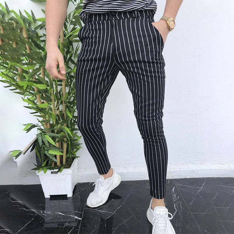 Striped men's casual trousers