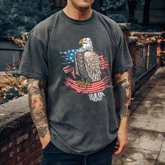 Eagle Graphic Print Loose Short Sleeve Men's T-Shirt