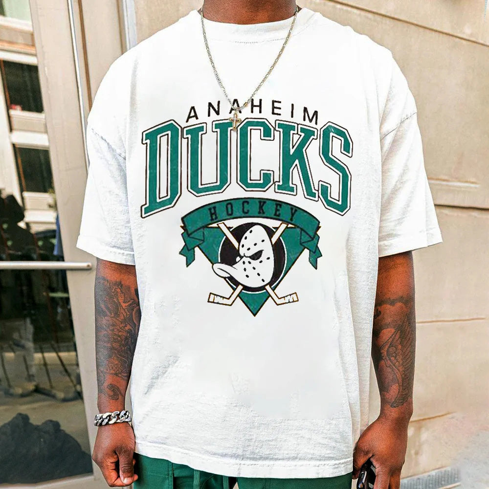 ANAHEIM DUCK Men s Vintage Streetwear Short Sleeve T shirts