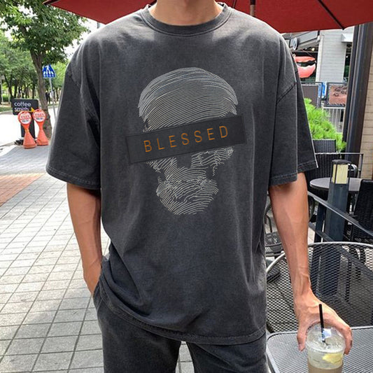 Blessed Skull Graphic Print Men's T-Shirt