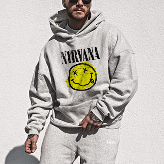 Nirvana Smiley Graphic Print Men's Oversize Hoodie