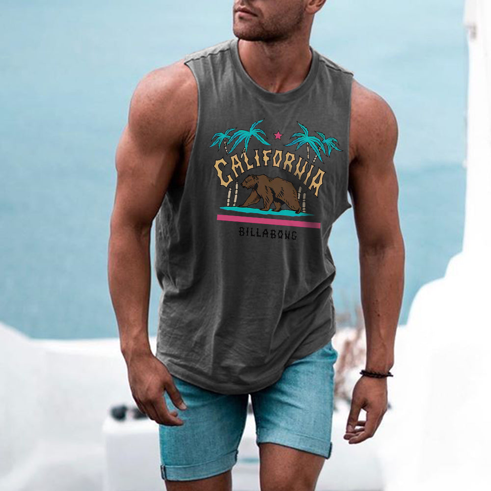 California Alphabet Graphic Print Casual Men's Tank Top