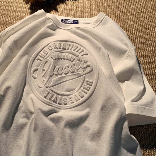 Letter Graphic 3D Print Loose Casual Round Neck Men's T-Shirt