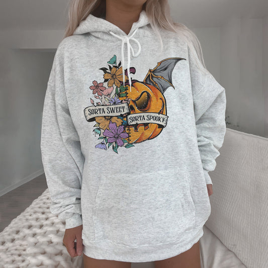 Halloween Pumpkin Graphic Hooded Women's Sweatshirt