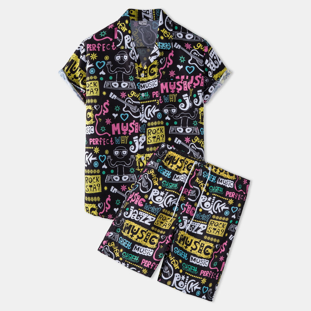 Casual Vacation Print Two-piece Suit