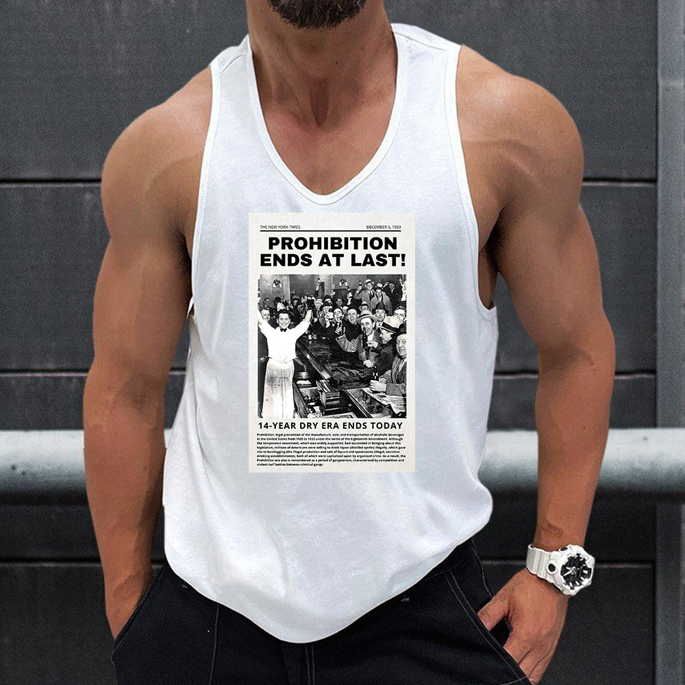 Casual Beer Graphic Print Loose Men's Tank Top