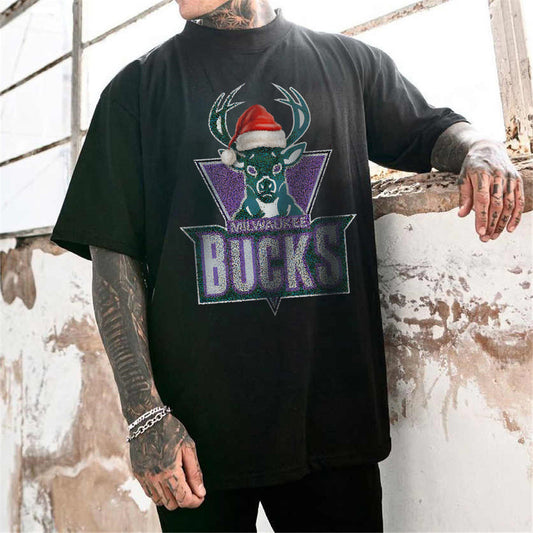 Milwaukee Bucks Men's Sports Christmas Casual T-Shirts