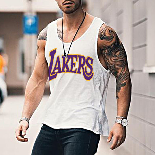 Lakers Alphabet Graphic Print Athleisure Men's Tank Top
