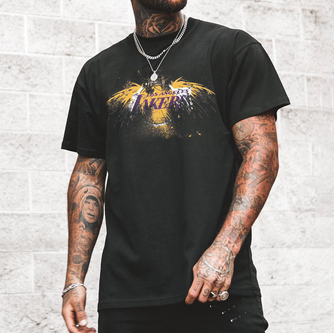 Lakers Alphabet Graphic Print Athleisure Men's T-Shirt