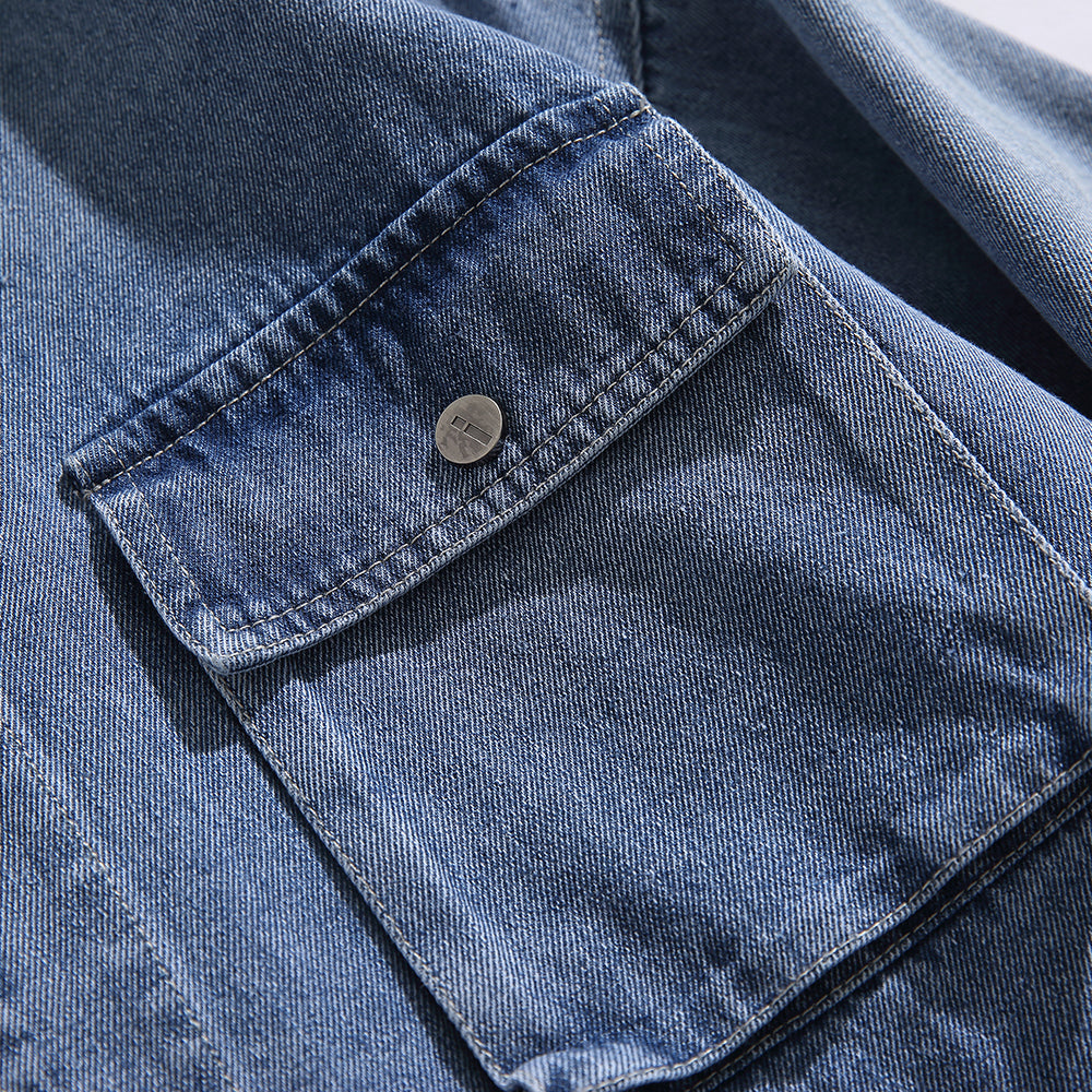Men's Casual Button Up Denim Shirts with Pocket