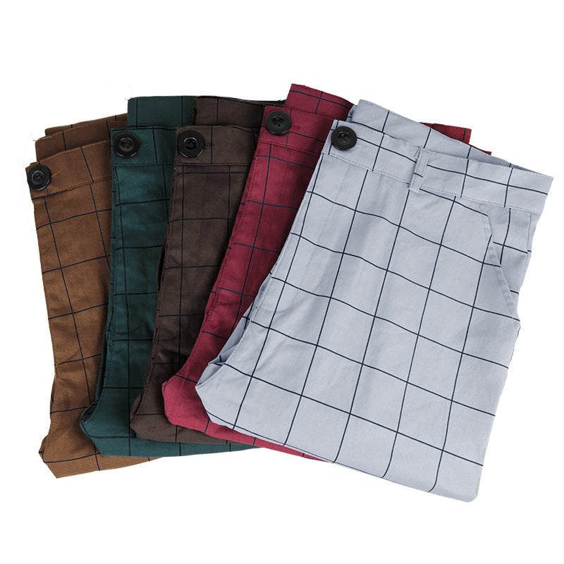 Men's checkered casual chinos