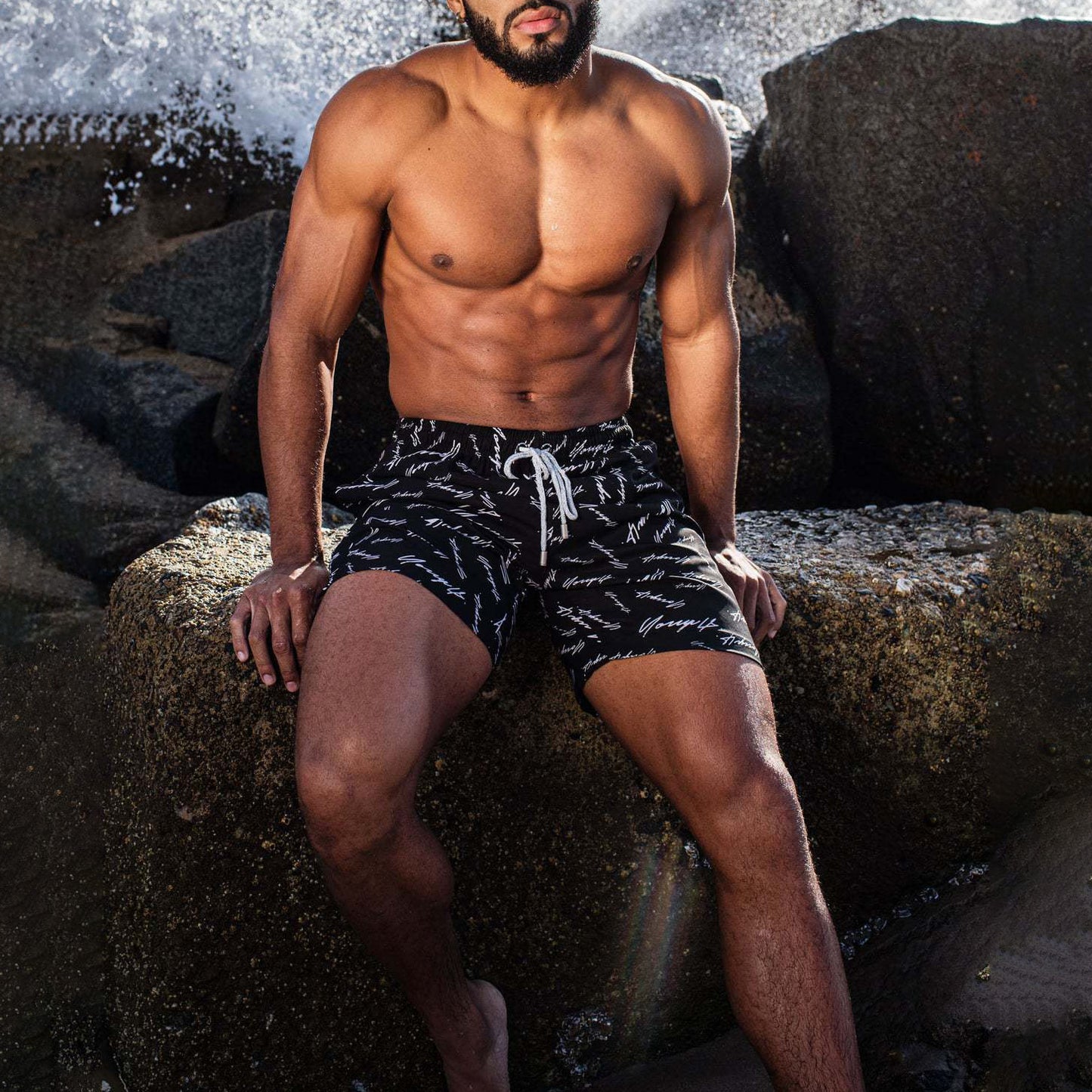 Letter Print Casual Beach Vacation Men's Shorts