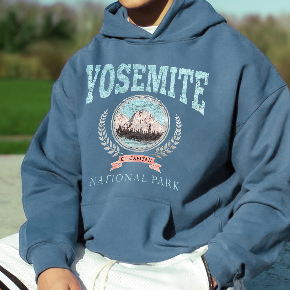 Yosemite Print Men's Casual Loose Fit Pullover Hoodie