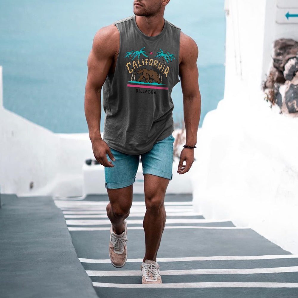 California Alphabet Graphic Print Casual Men's Tank Top