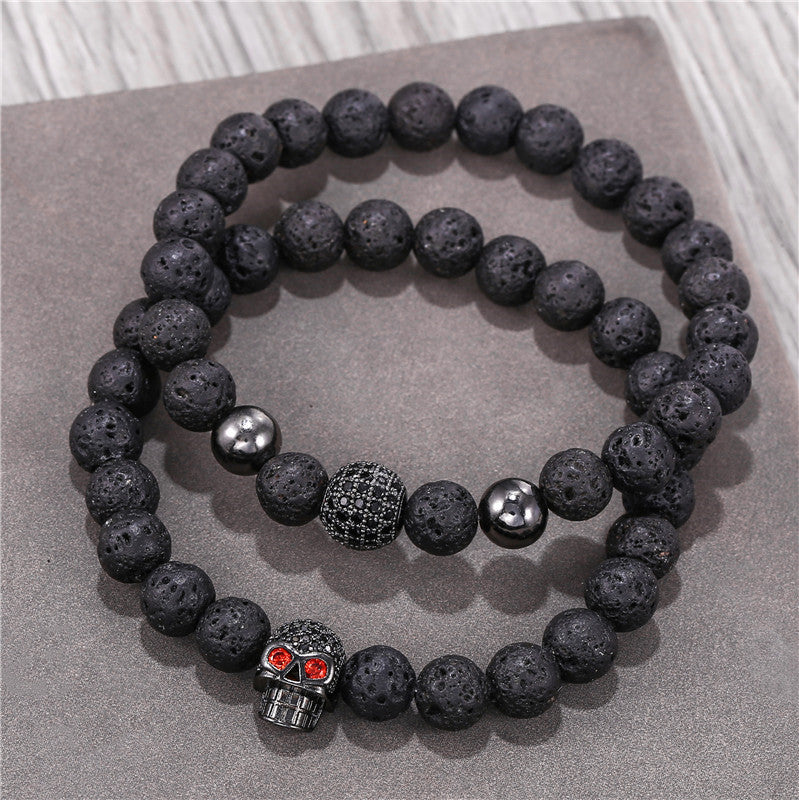 Personalized Skull Bead Bracelet Set