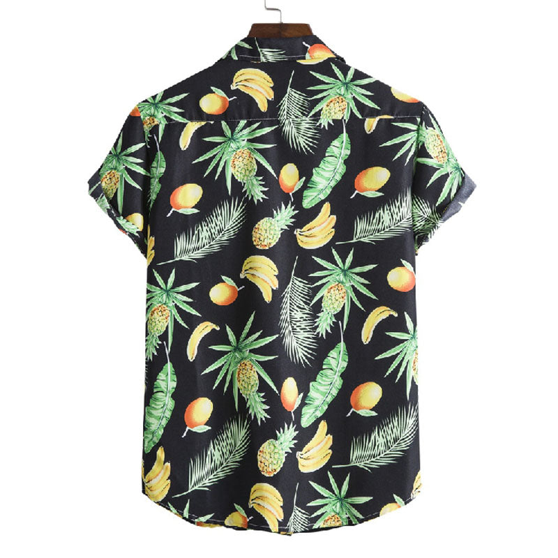 Cotton And Linen Printed Pocket Button-down Shirt