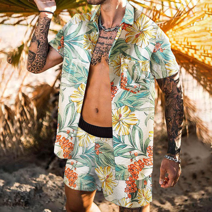 Botanical Print Casual Vacation Two-piece Set
