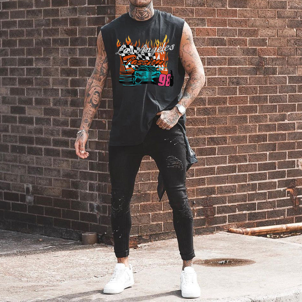LA Racing Checkerboard Graphic Print Men's Tank Top